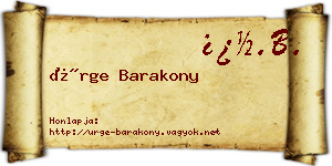 Ürge Barakony névjegykártya